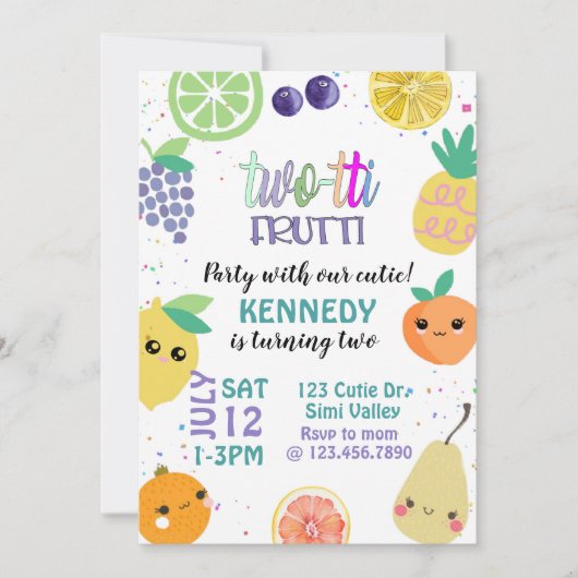 Tweotti Fruiti, TWO, kinderen van zaterdag, Kaart (Voorkant)