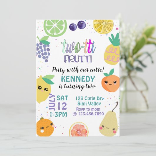 Tweotti Fruiti, TWO, kinderen van zaterdag, Kaart (Staand voorkant)