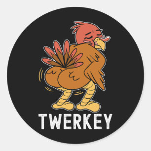 Twerkey Twerkende Kalkoen Pret Dansende Kalkoen Da Ronde Sticker