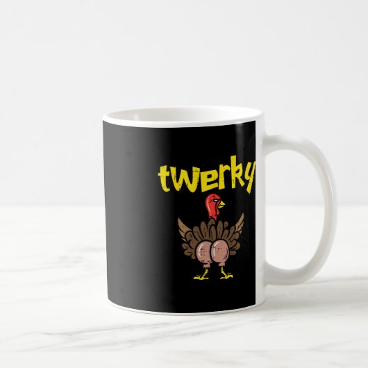 Twerky Turkije Butt Fun Thanksgiving Twerk Dans Pu Koffiemok (Rechts)