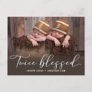 Twice Blessed Photo Twin Birth Aankondigingskaart