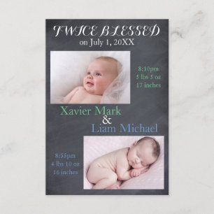 Twice Blessed Twin Boys - Aankondiging geboorte 3x