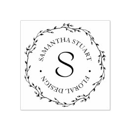 Twig krans monogram 	rubberstempel