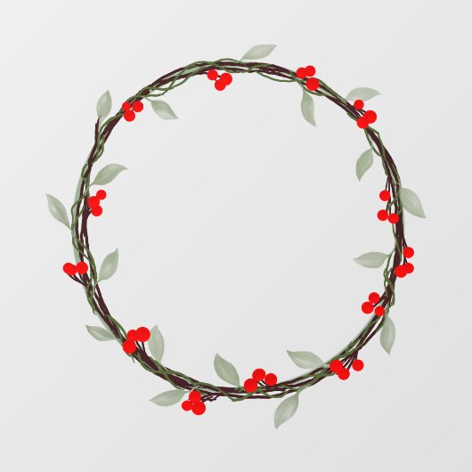 Twiggy Winter Wreath met bladeren en bessen Raamsticker (Vel)