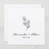 Twigs & Leaves Monogram Black & White Wedding Kaart (Voorkant / Achterkant)