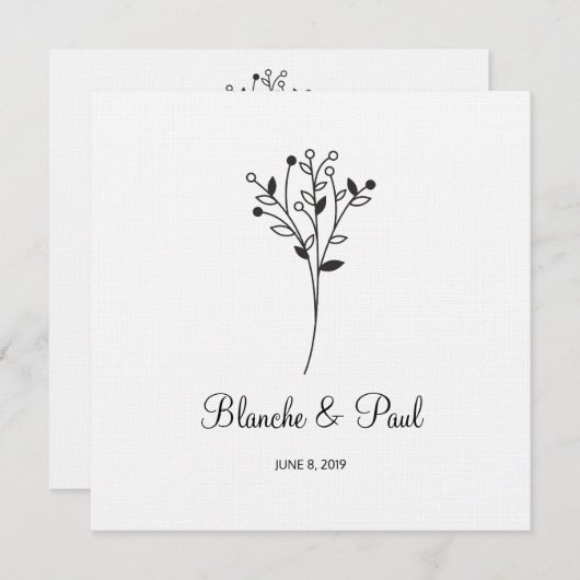 Twigs Wedding Monogram Invitation Design (Devant / Derrière)