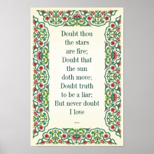 Twijfel je dat de sterren vuur zijn; betwijfel dat poster