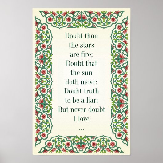 Twijfel je dat de sterren vuur zijn; betwijfel dat poster (Voorkant)