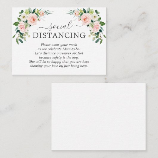 Twijfelachtige Roze Bloemen Baby Shower Details Informatiekaartje (Voorkant / Achterkant)