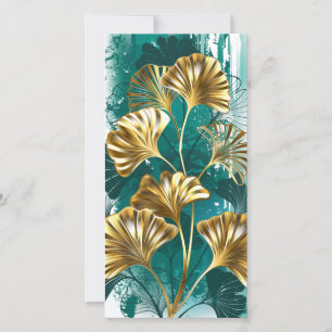 Twijg met gouden bladeren Ginko Biloba Bedankkaart