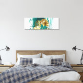 Twijg met gouden bladeren Ginko Biloba Canvas Afdruk (Insitu (Slaapkamer))