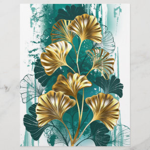 Twijg met gouden bladeren Ginko Biloba Flyer