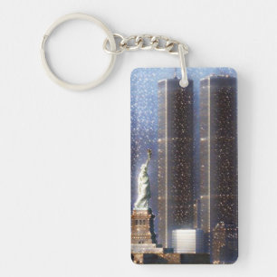 Twijntorens van het World Trade Center gestileerd Sleutelhanger