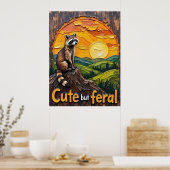 Twilight Bandit: Wasbeer bij zonsondergang Poster (Keuken)