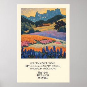 Twilight Berglandschap Kunstprint Bloemveld Poster