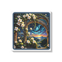 Twilight bloesems door de gebogen tuinmuur