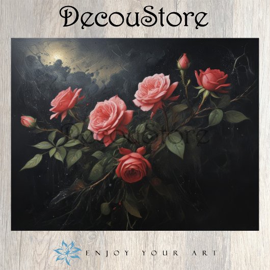 Twilight Bloom: Rose Branch Decoupage Tissuepapier