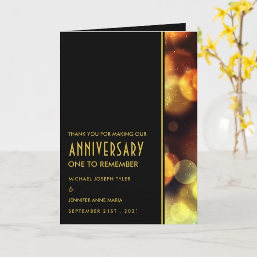 Twilight Bokeh Lights, Jubileum Dank u Kaart (Gele Bloem)