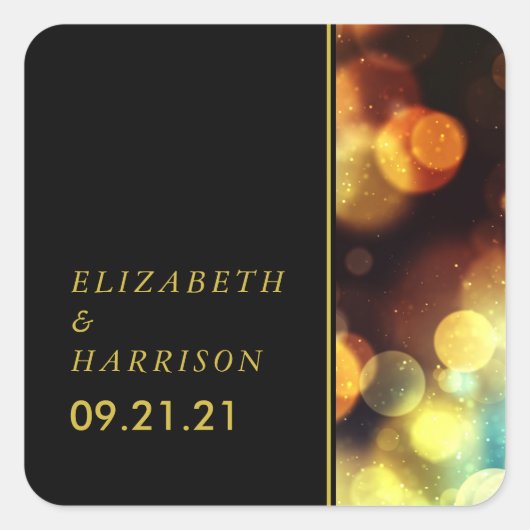Twilight Bokeh Lights Wedding Vierkante Sticker (Voorkant)