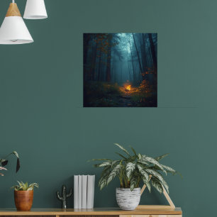 Twilight Campfire – Mystieke Bos Kunstprint Poster