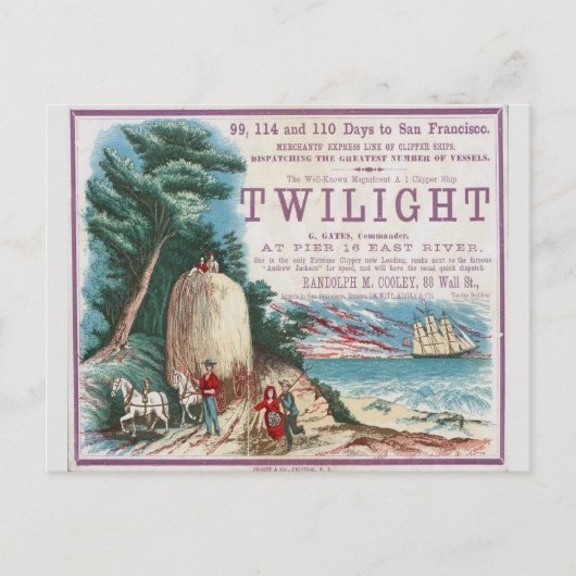Twilight Clipper Zeilschip Briefkaart (Voorkant)