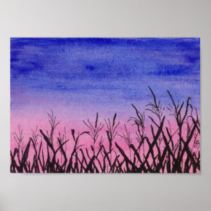 Twilight Corn Field Poster