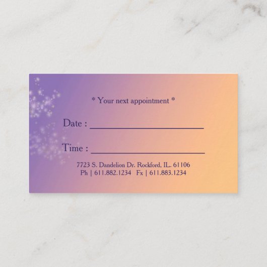Twilight Dandelion Business Appointards Afsprakenkaartje (Achterkant)