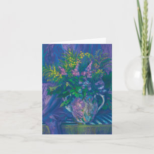 Twilight en Goldenrod Wildbloemen Deegschilderen Feestdagen Kaart