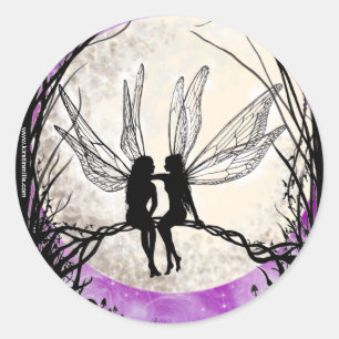 Twilight Fairy Art Stickers, Fairy Silhouettes Ronde Sticker