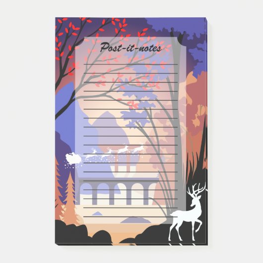 Twilight Forest Kerstmis Kerstman Slede Post-it® Notes (Voorkant)
