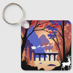 Twilight Forest Kerstmis Kerstman slee Sleutelhanger