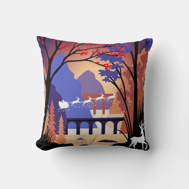 Twilight Forest Kerstmis Sinterklaas slee Kussen (Voorkant)