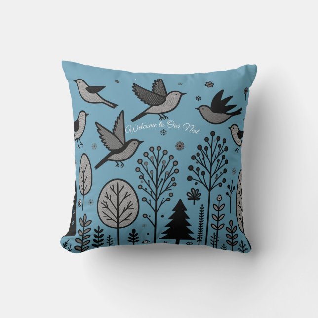 Twilight Forest Vogels Kussen (Voorkant)