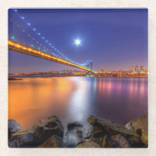 Twilight, George Washington BridgePalisades, NJ. Glazen Onderzetter