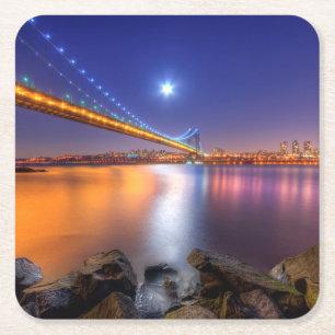 Twilight, George Washington BridgePalisades, NJ. Vierkante Kartonnen Onderzetter