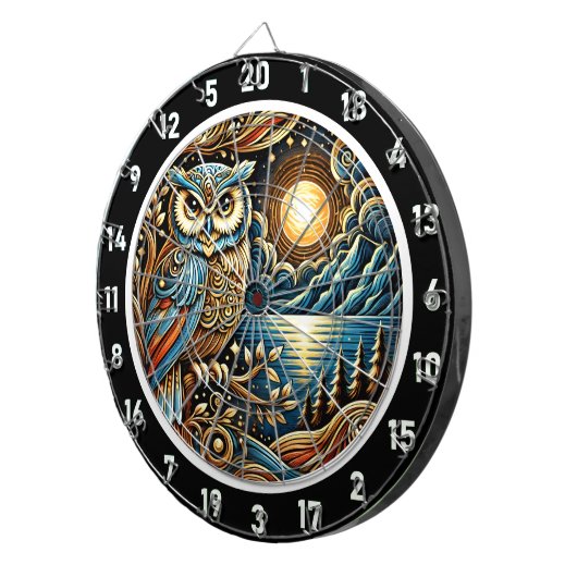 Twilight Guardian Uil Dartboard Art Dartbord (Voorkant Rechts)