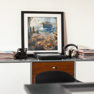 Twilight Harvest Vissers verzamelen krabben 16x20 Poster