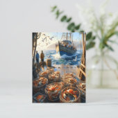 Twilight Harvest vissers verzamelen krabben Briefkaart (Staand voorkant)