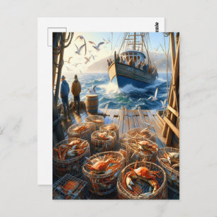 Twilight Harvest vissers verzamelen krabben Briefkaart
