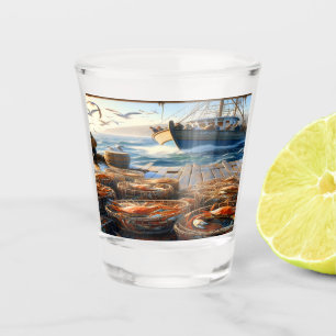 Twilight Harvest vissers verzamelen krabben Shot Glas