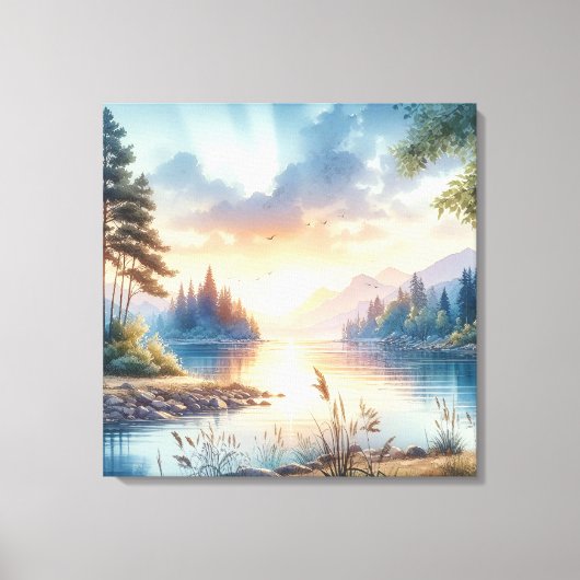 Twilight kleuren reflecteren op stilstaand water canvas afdruk (Voorkant)