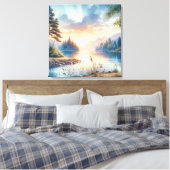 Twilight kleuren reflecteren op stilstaand water canvas afdruk (Insitu (Slaapkamer))