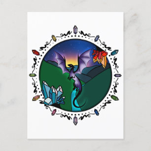 Twilight Magical Crystal Elegant Amethist Dragon Briefkaart