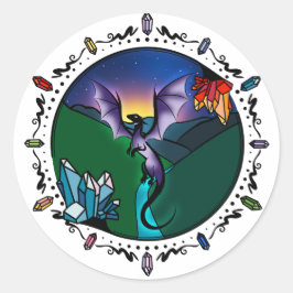 Twilight Magical Crystal Elegant Amethist Dragon Ronde Sticker
