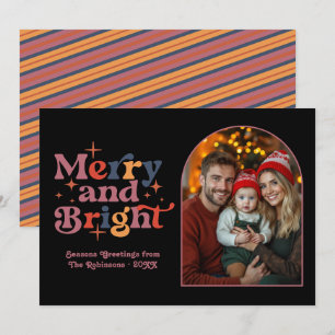 Twilight Mistletoe Retro Kerst Familie Foto Feestdagenkaart