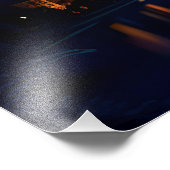 Twilight Mountain met vuurwerk Foto Afdruk (Hoek)