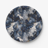 Twilight Navy Blue en Grey met Antiek Gold Papieren Bordje (Voorkant)