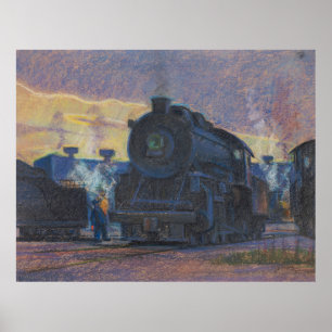 Twilight of Steam - Kulhanek Train Art (1952) Poster