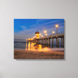 Twilight op Huntington Beach California Canvas Afdruk