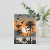 Twilight Palm Trees - Spooky - Blank Notecard Kaart (Staand voorkant)